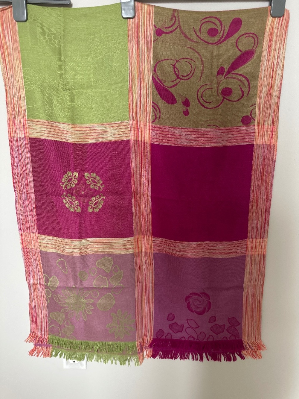 Pashmina Scarf - Fuchsia Pink and Parrot Green